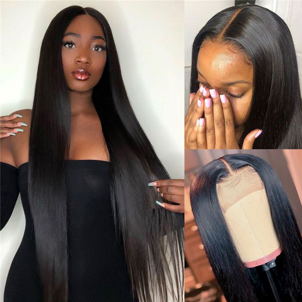 34″ 36″ 38″ 40″ Long Straight Human Hair 13×4 Lace Front Wigs