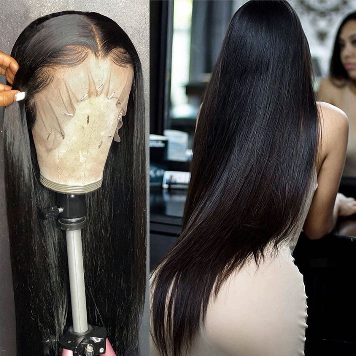 34″ 36″ 38″ 40″ Long Straight Human Hair 13×4 Lace Front Wigs