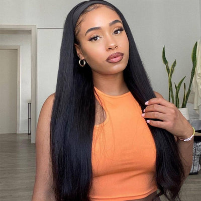 Silky Straight Headband Hair 10A Virgin Human Hair Wigs