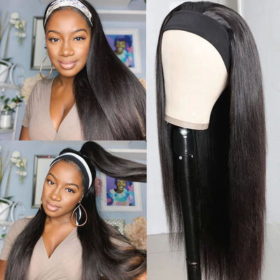 Silky Straight Headband Hair 10A Virgin Human Hair Wigs