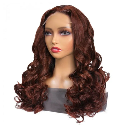 Undetectable HD Lace 5x5 Closure Reddish Brown Body Wave Glueless Wig