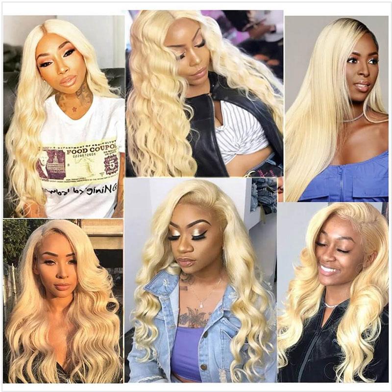 12A Grade 613 Blonde Color Wig Body Wave Human Hair 13x6 Lace Front Wig