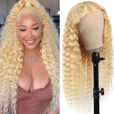 13x4 Undetectable Lace Frontal 613 Blonde Deep Wave Human Hair Wigs