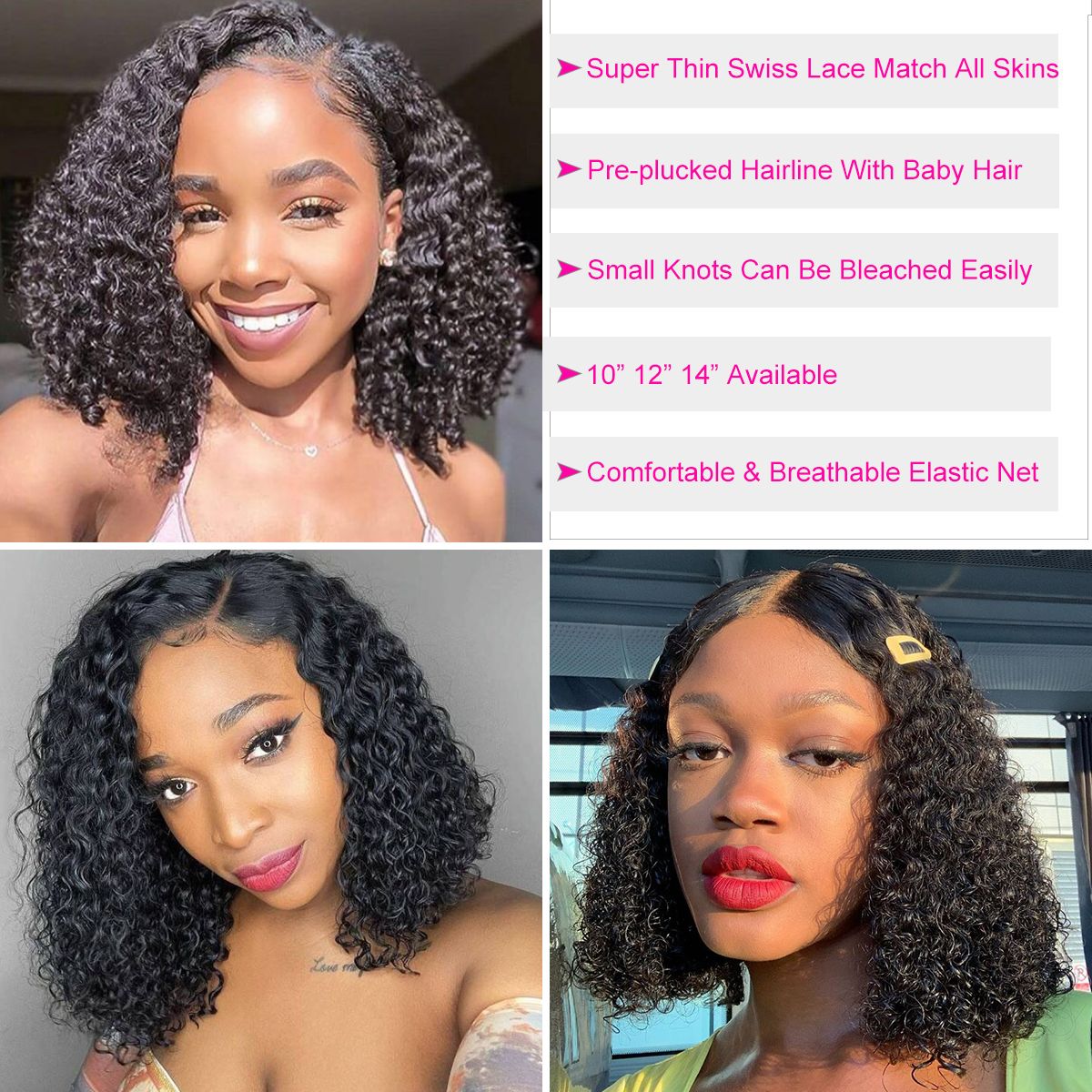 Brazilian Virgin Curly Wave Bob Wig 13*4 Lace Front Wigs