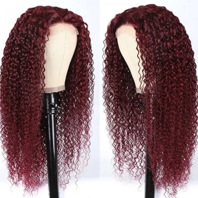 99J Burgundy 4x4 Lace Closure Jerry Curly Human Hair Wig