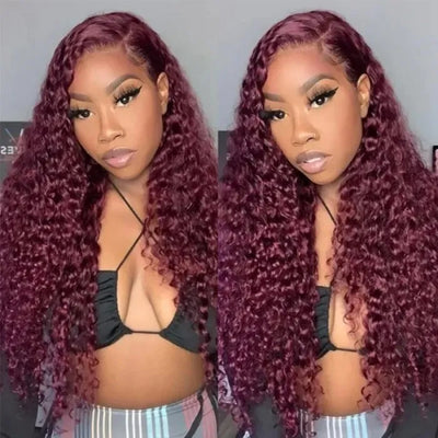 99J Burgundy 4x4 Lace Closure Jerry Curly Human Hair Wig