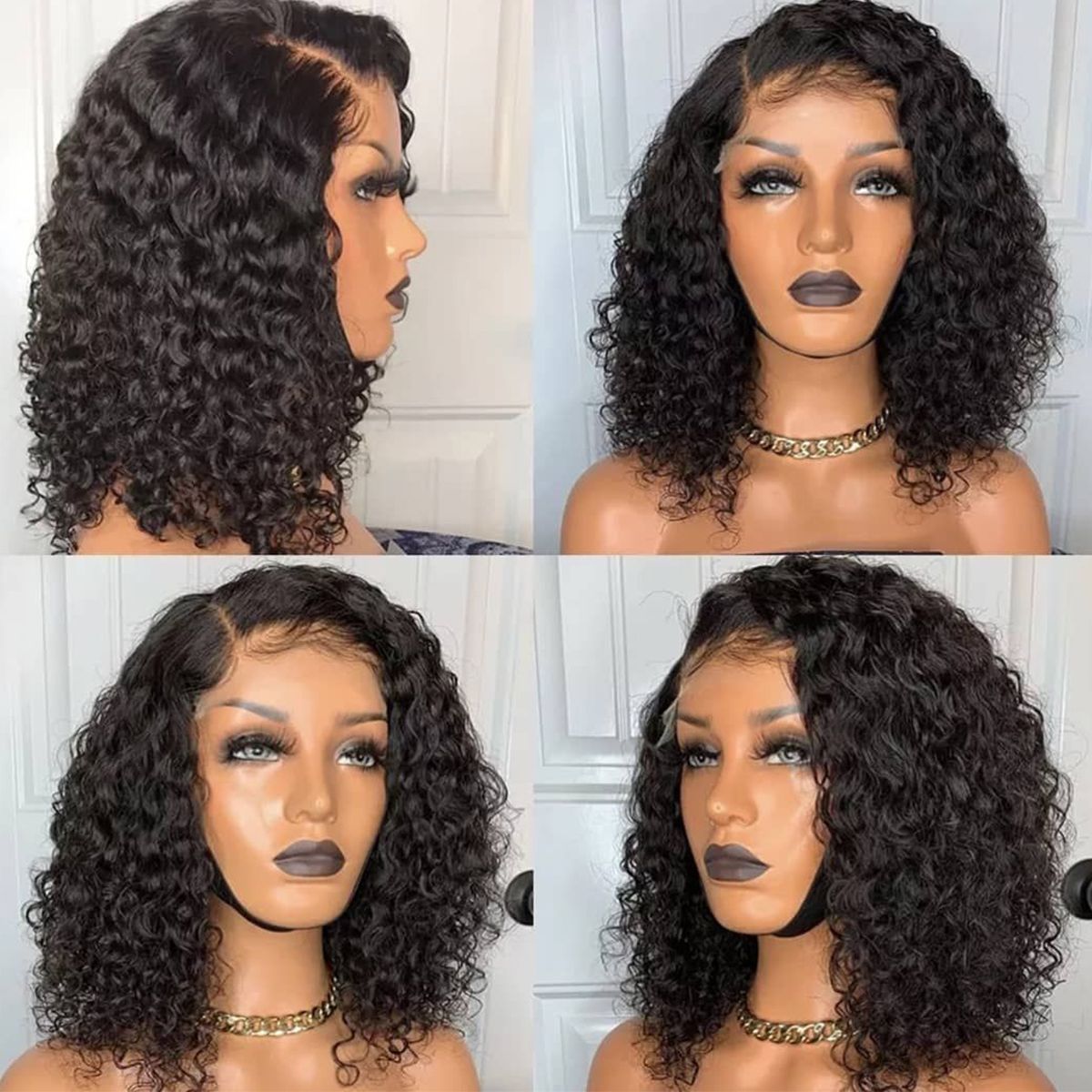 Brazilian Virgin Curly Wave Bob Wig 13*4 Lace Front Wigs