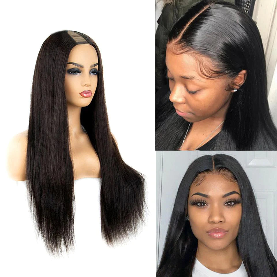 Straight Wig U Part Wigs Brazilian Straight Human Hair Wigs 180% Density