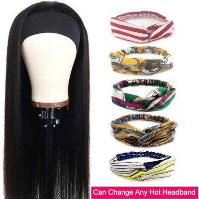 Silky Straight Headband Hair 10A Virgin Human Hair Wigs