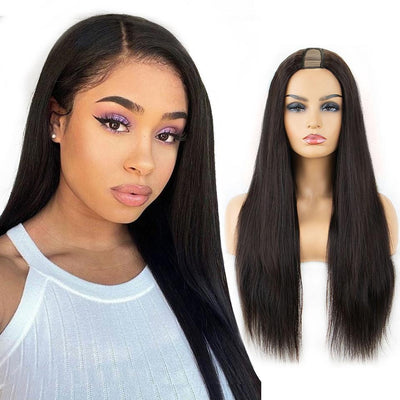 Straight Wig U Part Wigs Brazilian Straight Human Hair Wigs 180% Density